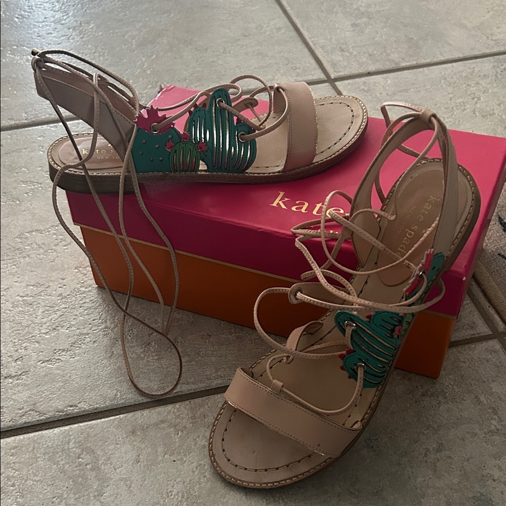 Kate Spade Salina cactus Pink and Teal Strappy Sandals